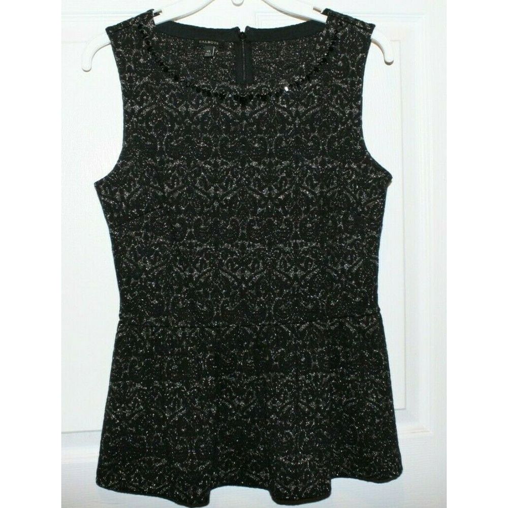 Talbots Black Silver Knit Sleeveless Size XS